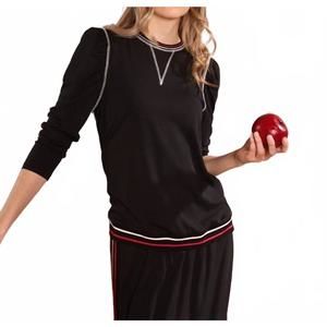 NEW SIMONDONA contrast stitching long sleeve tee in black